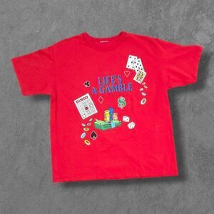 Vintage 90s Life's A Gamble Gambling Bingo Poker Shirt Large